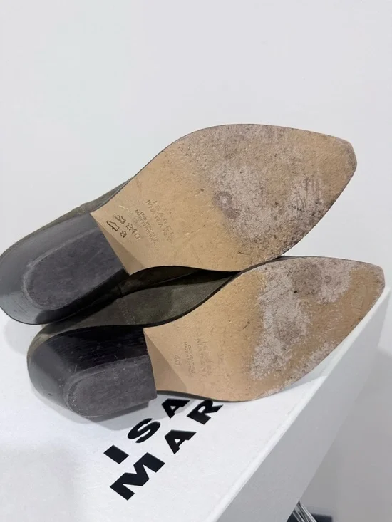 Isabel Marant 'Duerto' Suede Western Boots in Olive - Picture 4 of 5